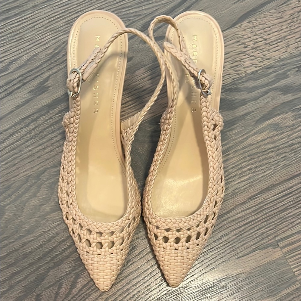 Marc Fisher Cream Heels with Woven Design